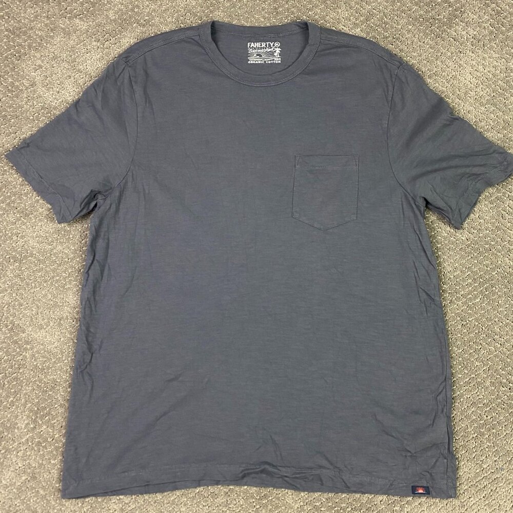 Faherty Sunwashed Pocket Tee T Shirt Men's XL Gray Organic Cotton T Shirt